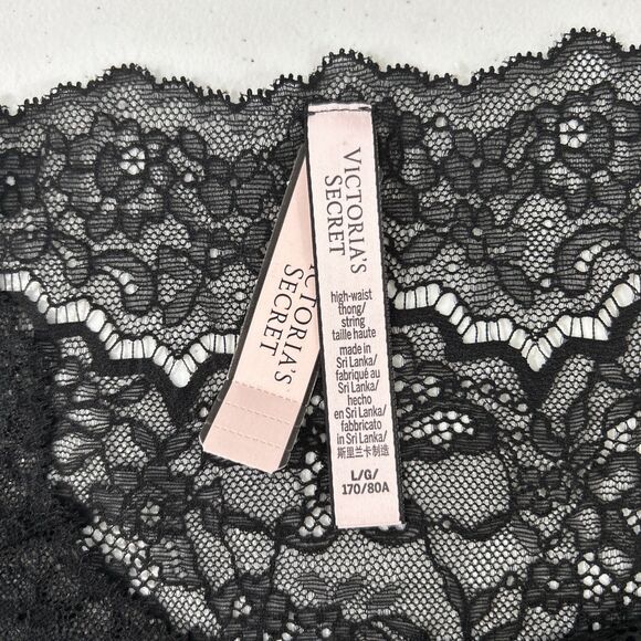 Victorias Secret Panty Womens L Black Lace‎ Thong - Picture 4 of 6